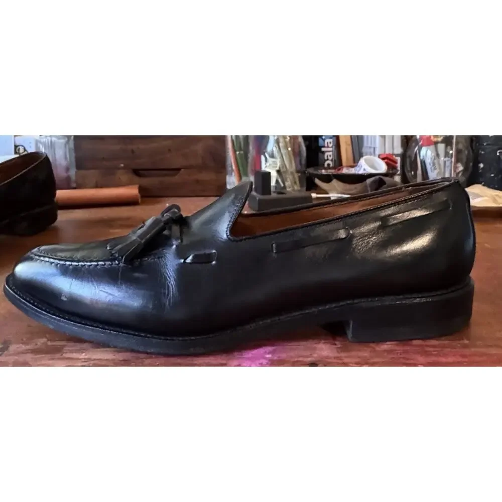 Vintage Allen Edmonds Grayson Black Leather Tassel Loafers 9 1/2 AA Made in USA
